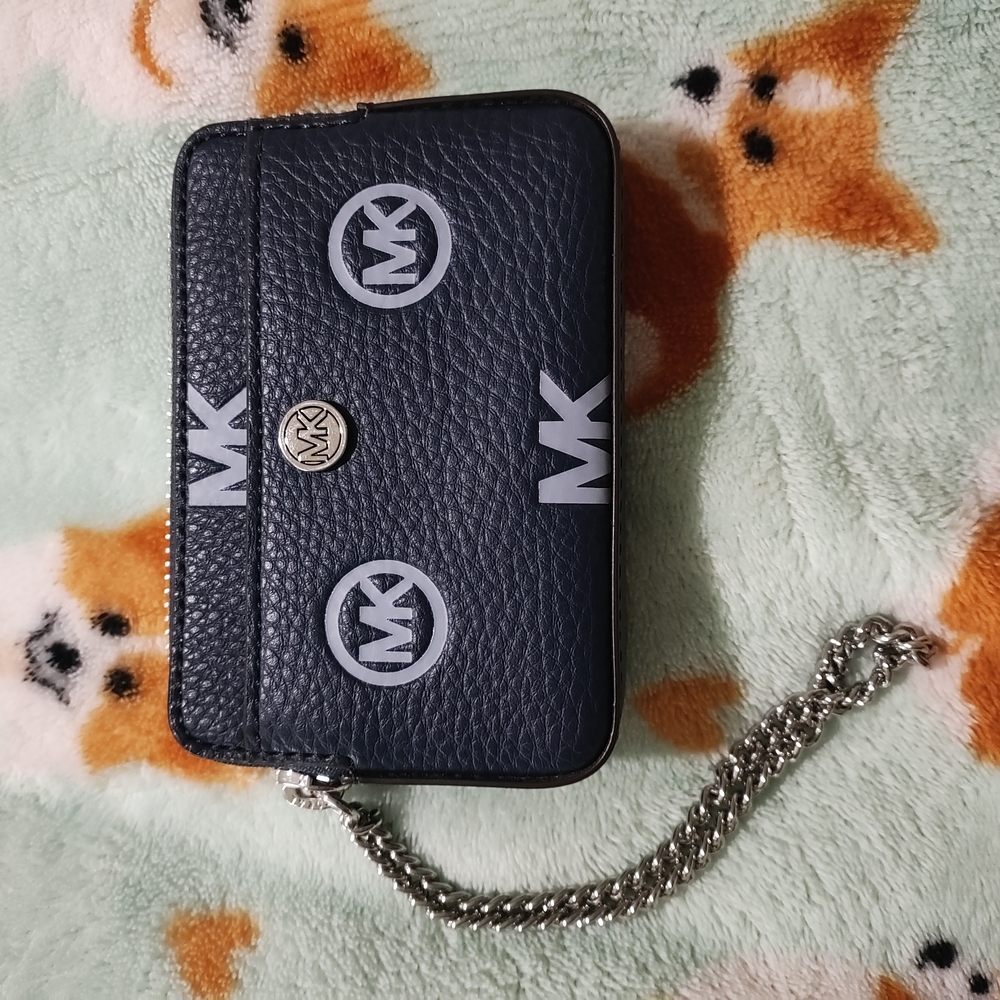 Blue MK Logo Wallet with Chain